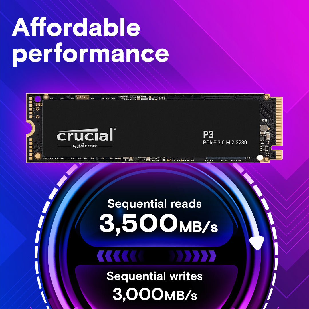 Crucial P3 500GB PCIe M.2 2280 SSD - CT500P3SSD8 – formonixuae